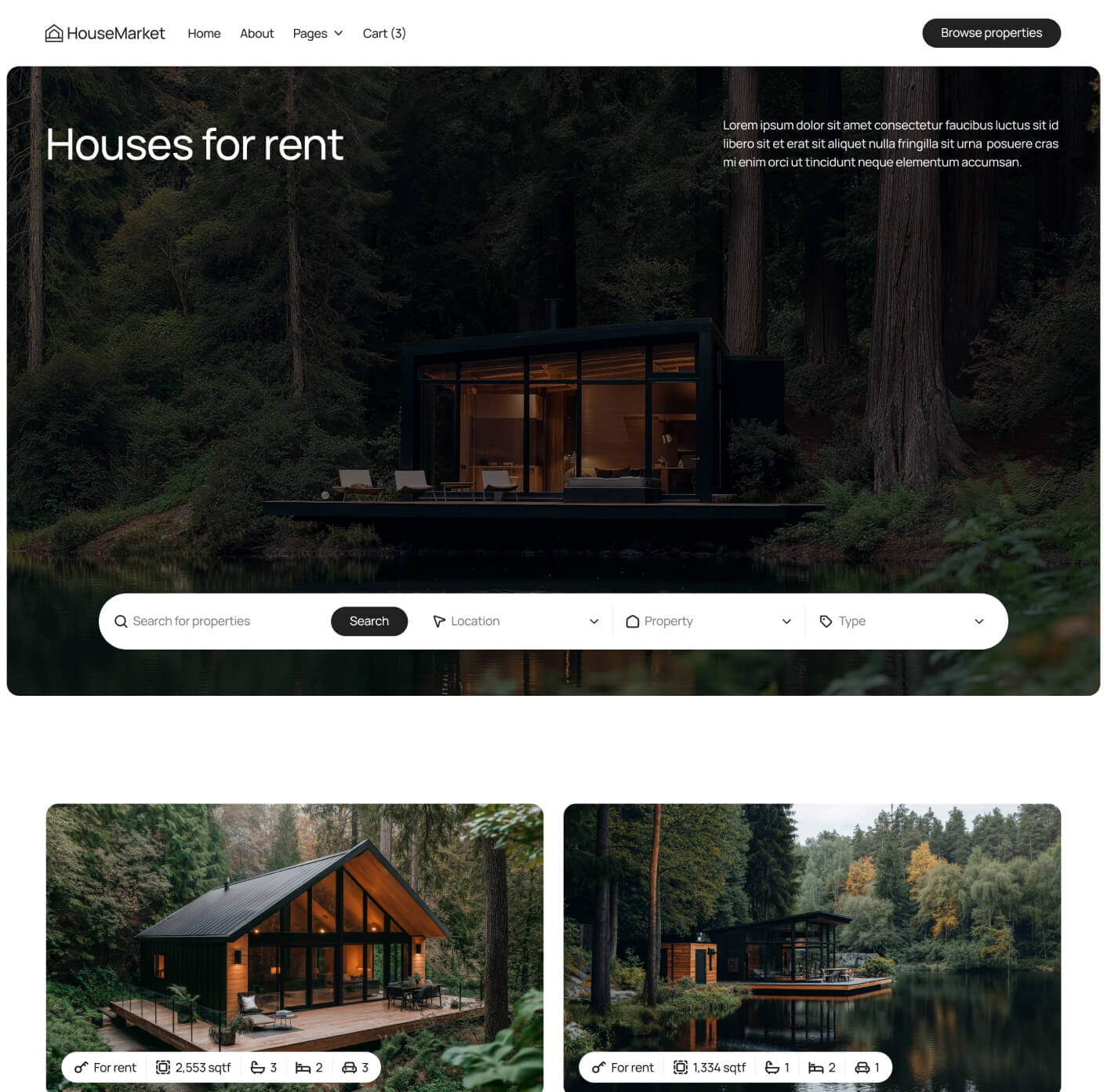 HouseMarket - Properties By Type Page - Real Estate Webflow Template