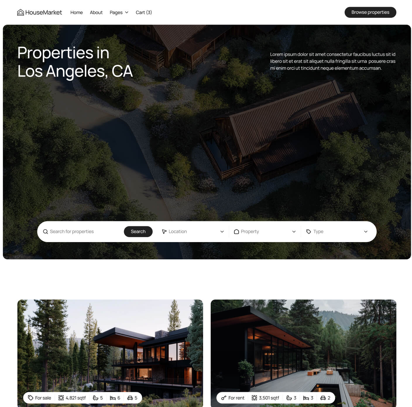 HouseMarket - Properties By Location Page - Real Estate Webflow Template