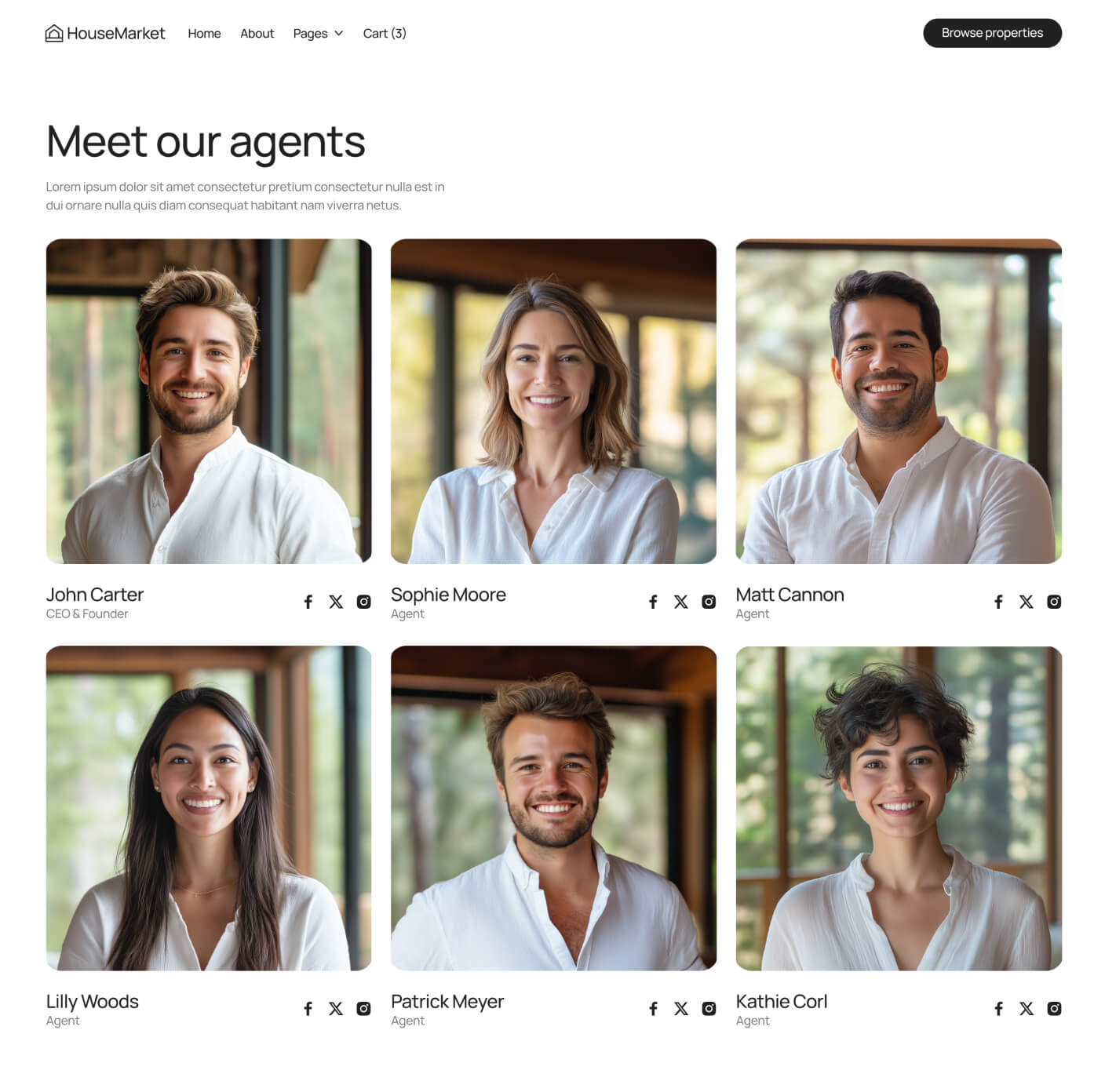 HouseMarket - Team Members Page - Real Estate Webflow Template
