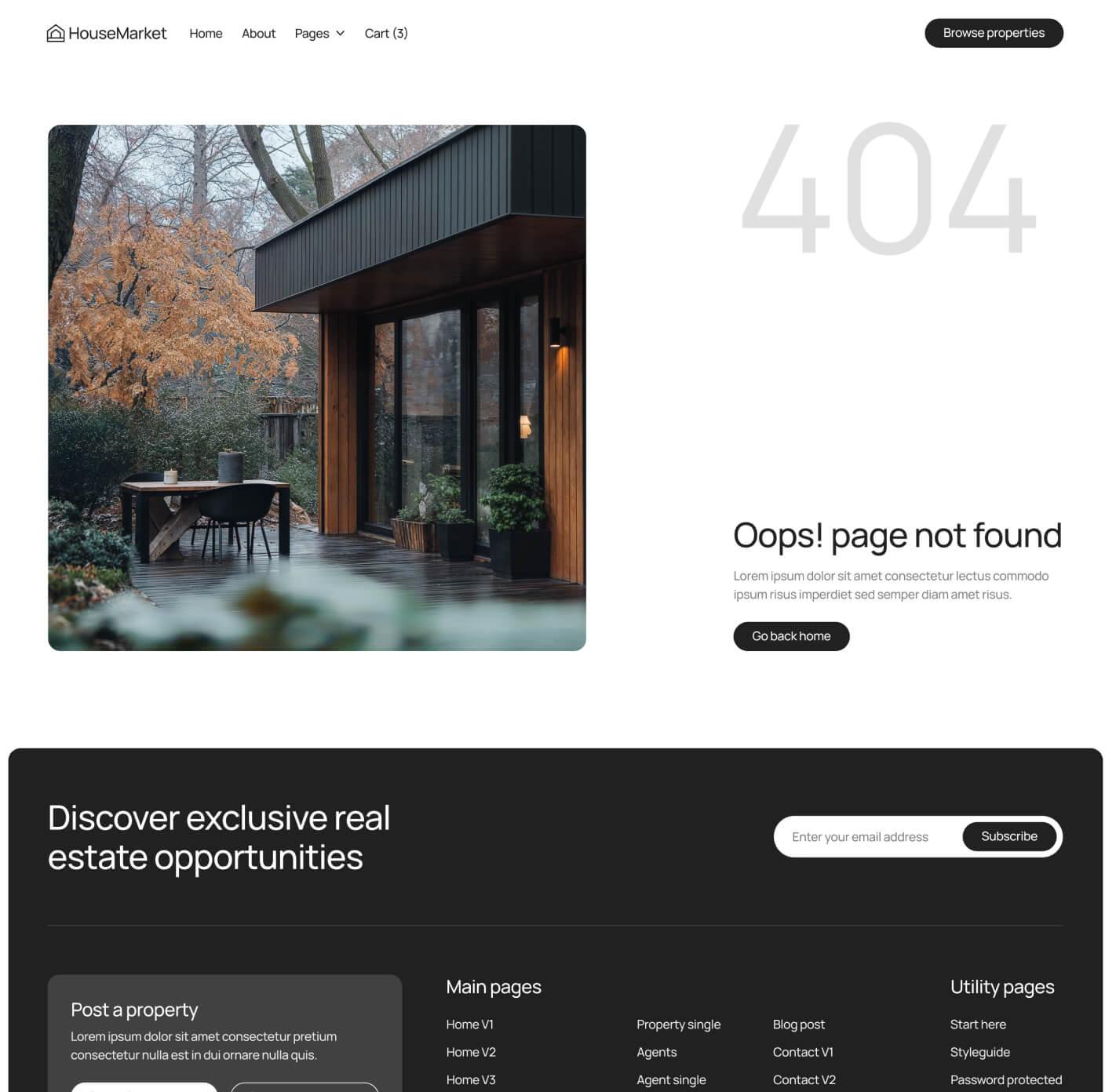 HouseMarket - 404 Page - Real Estate Webflow Template