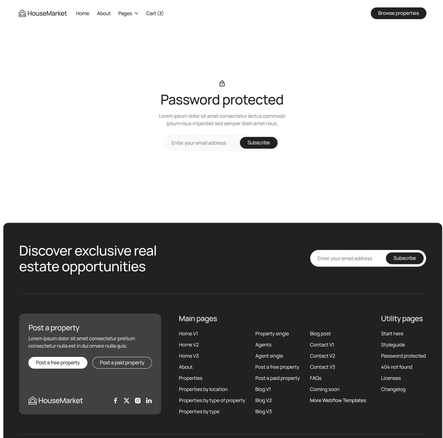 HouseMarket - Password Protected Page - Real Estate Webflow Template