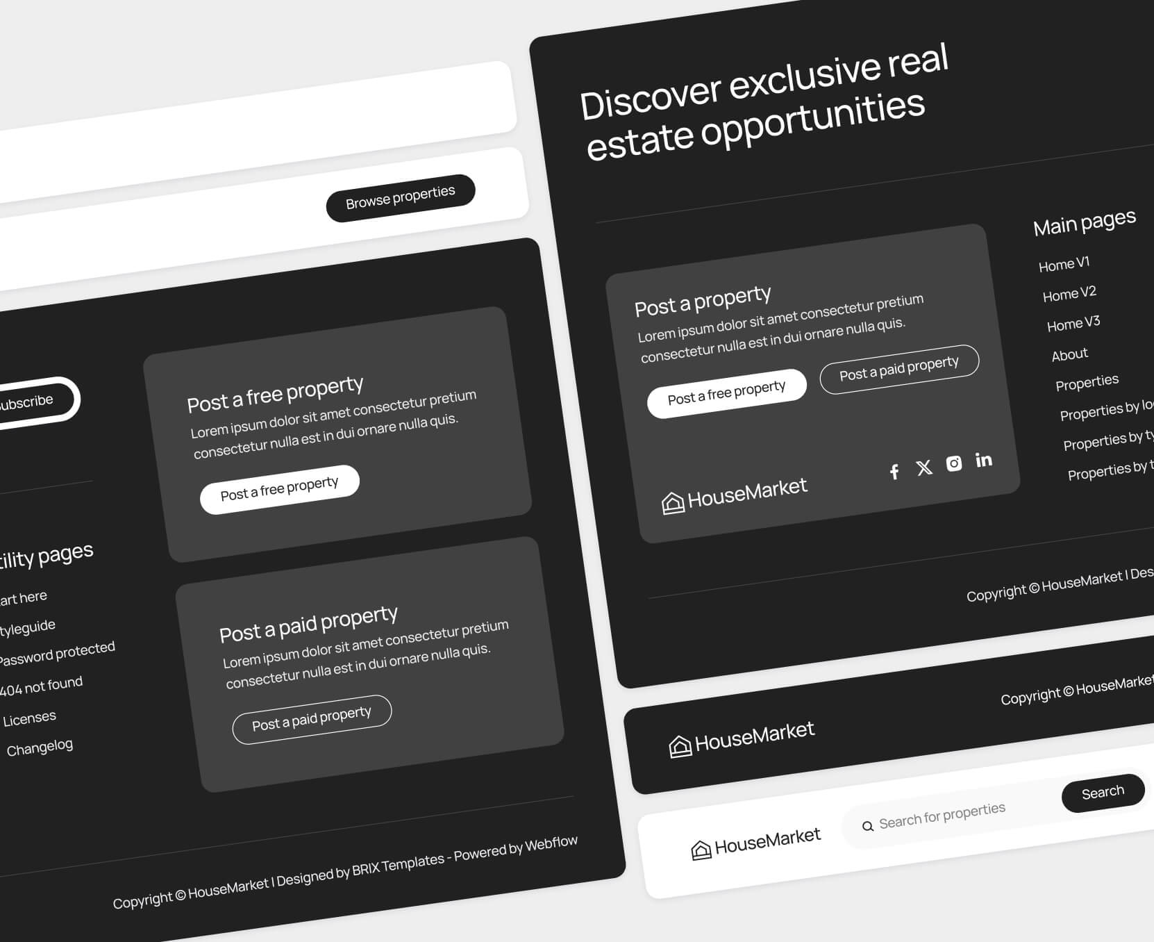 HouseMarket - Headers And Footers Included - Real Estate Webflow Template