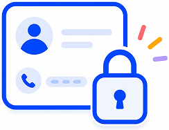 Profile card and lock representing private contact information