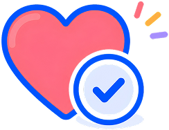 Heart with a checkmark representing serious intentions