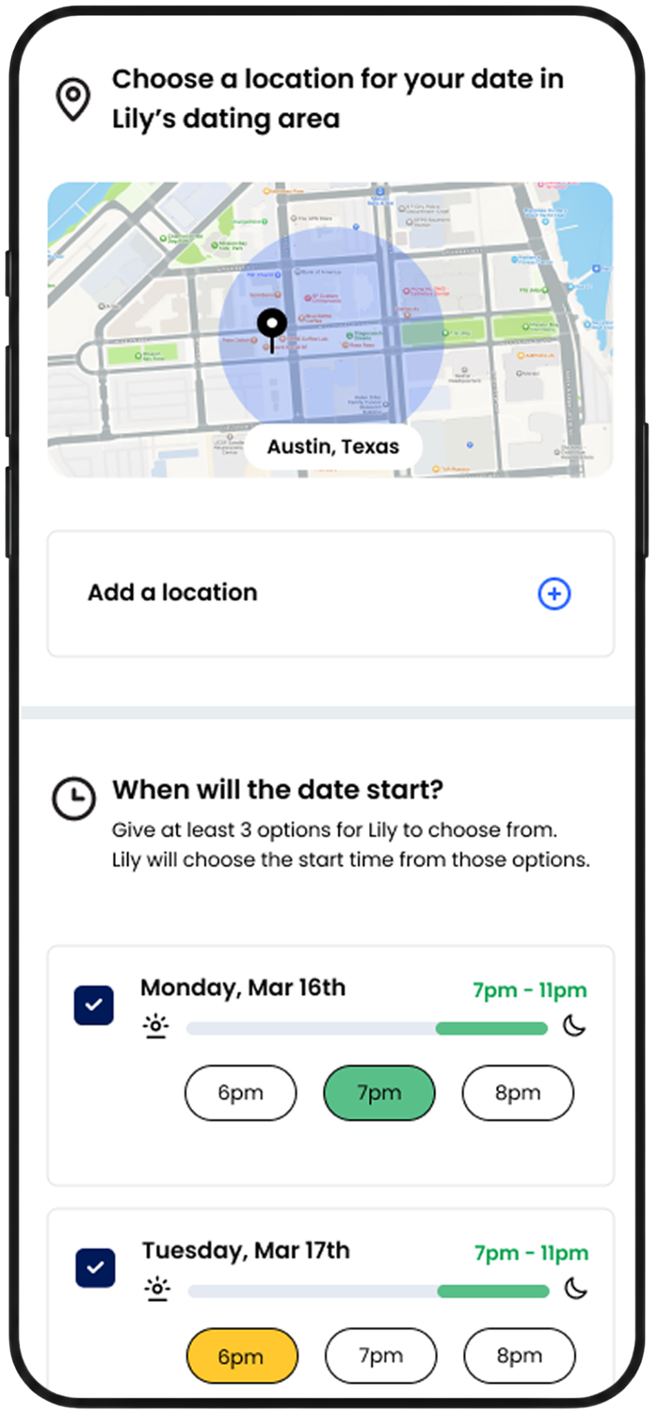 Skip date planning screen