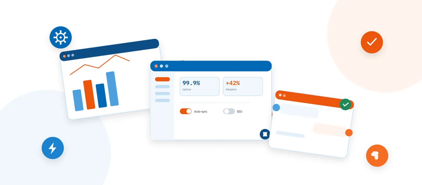 Illustration of SaaS product dashboards and usage reports