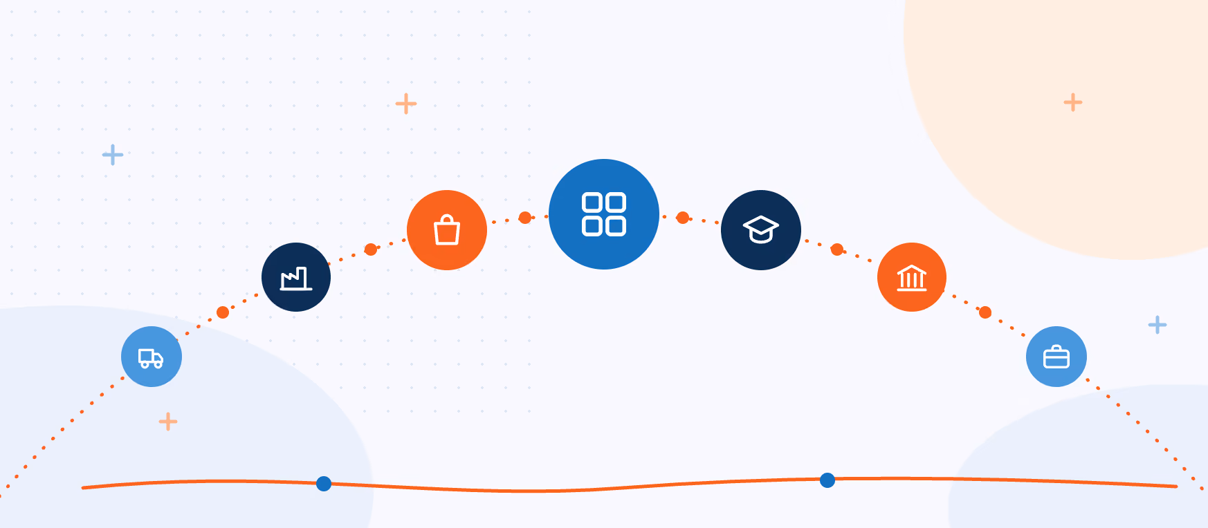 Illustration of connected icons for the other industries CallTek supports