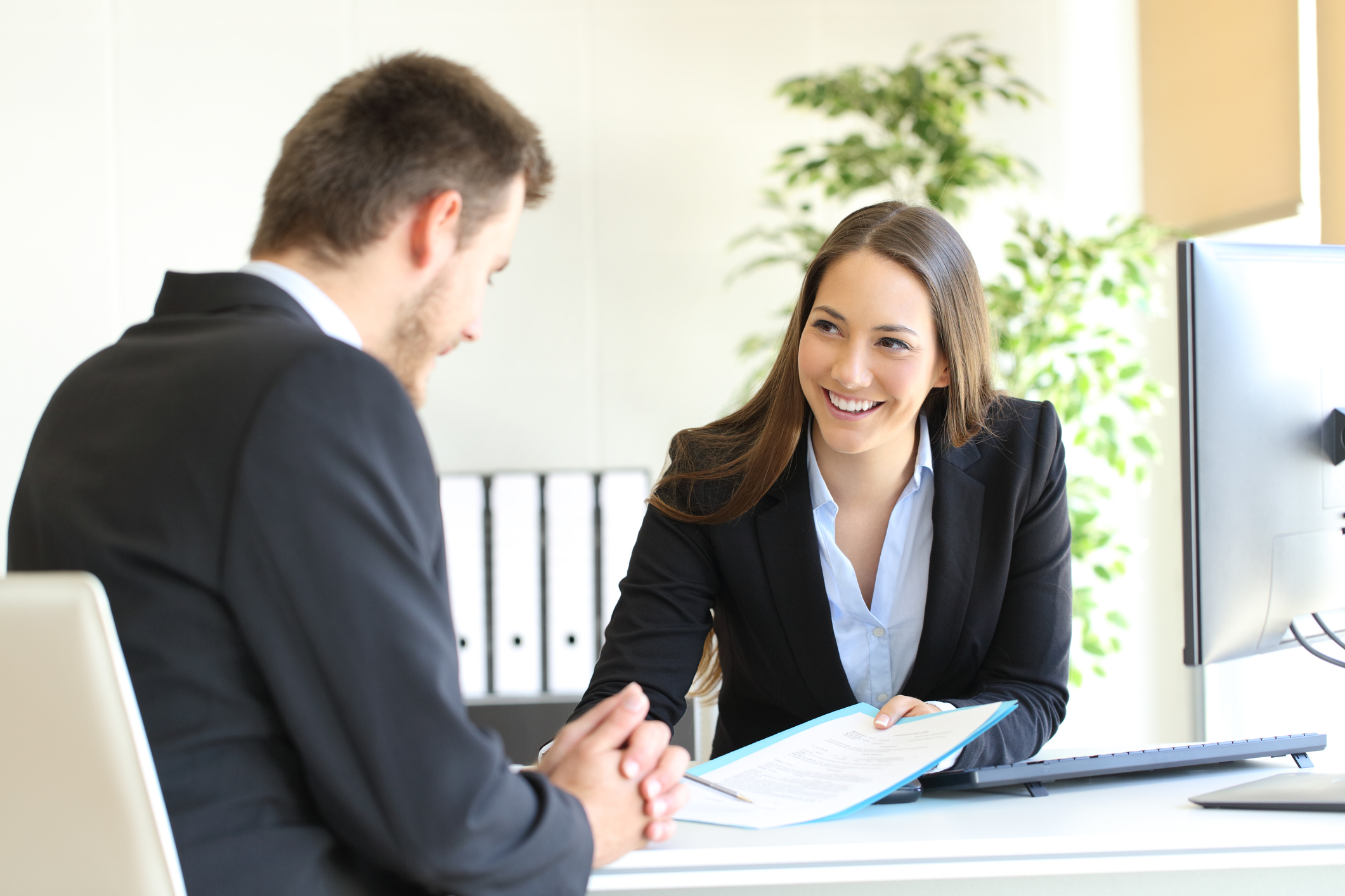 Lawyer and client speaking