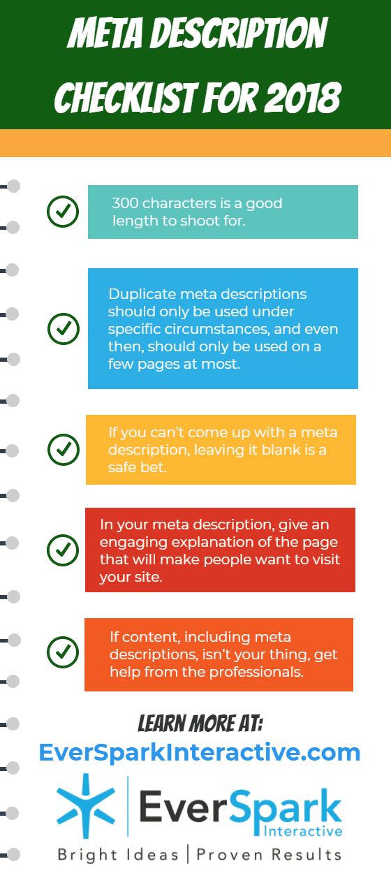 Meta Description Checklist for 2018
