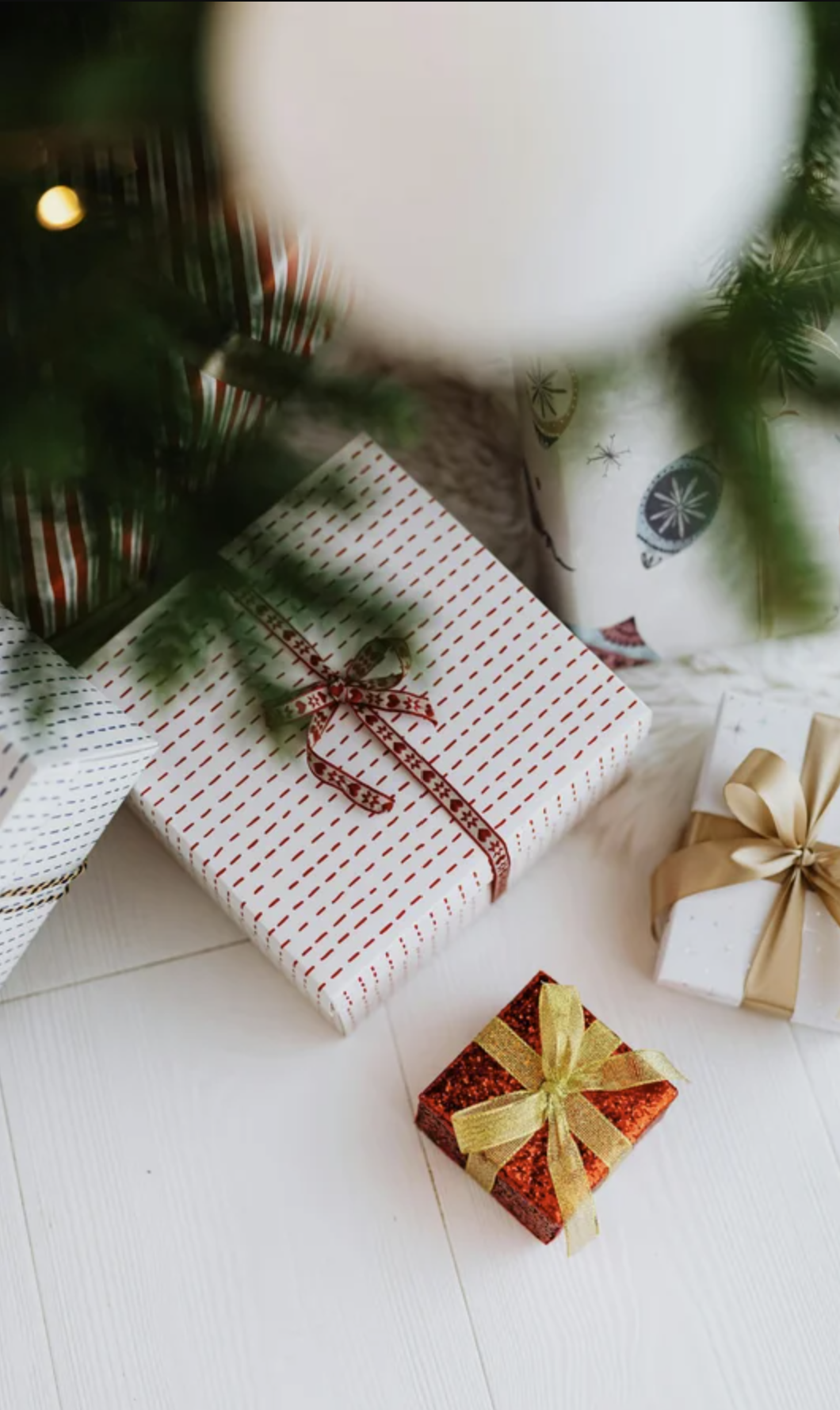 Wrapped holiday gifts