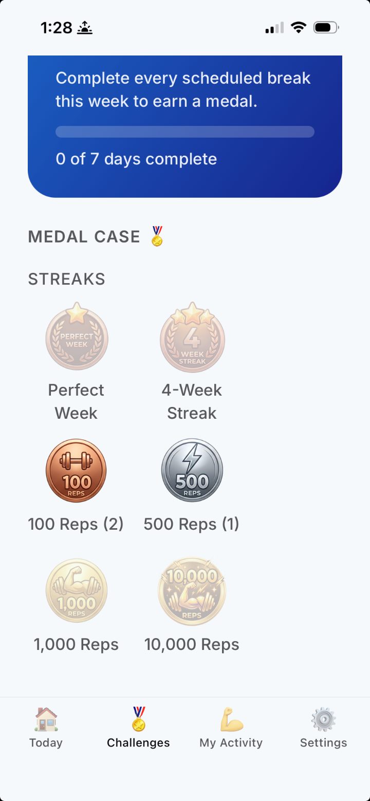 Medal case — streak and rep medals