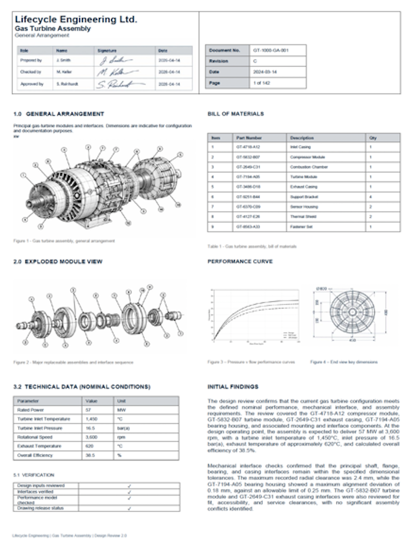 Lifecycle Engineering gas turbine design review
