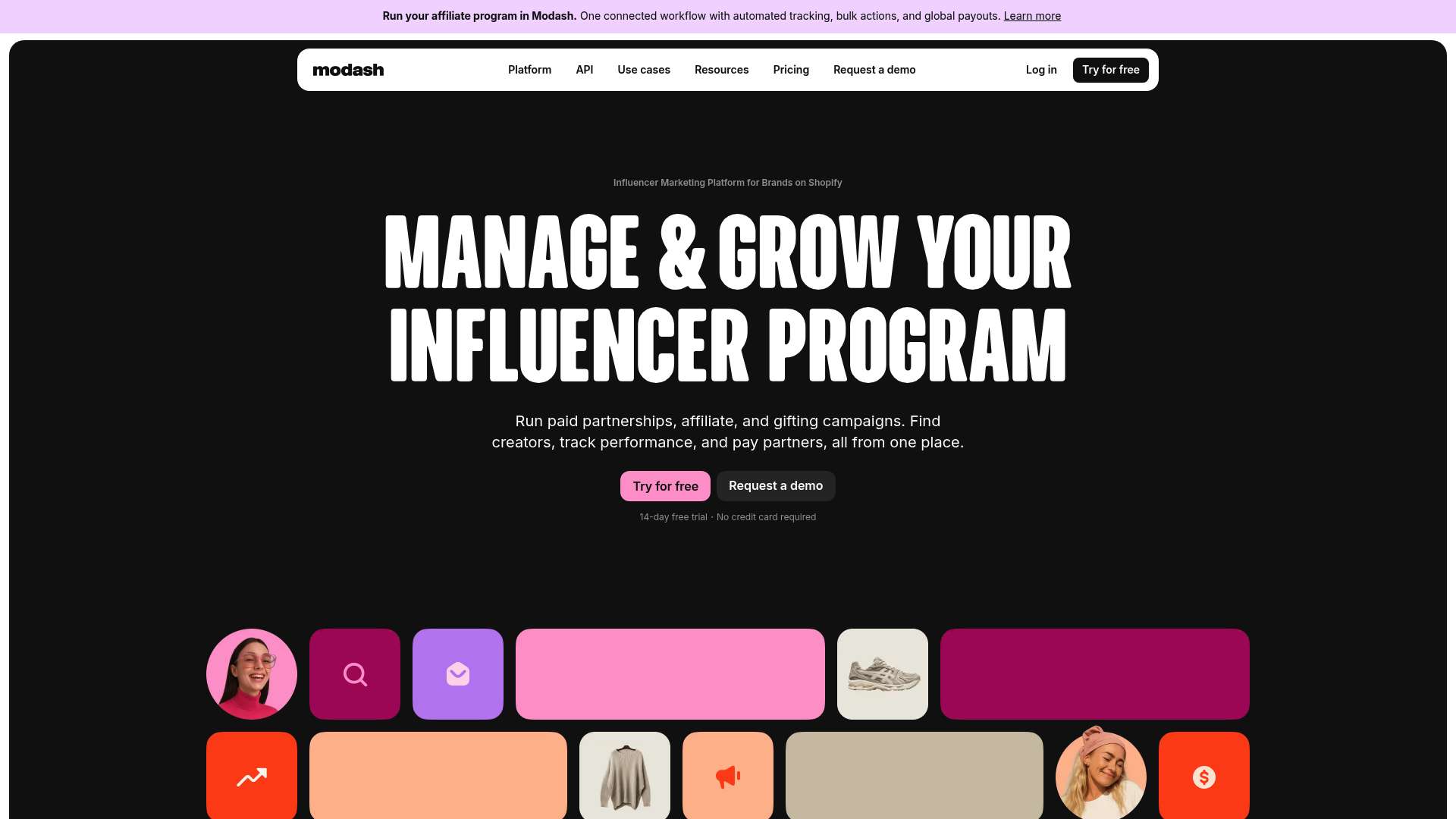 Modash homepage