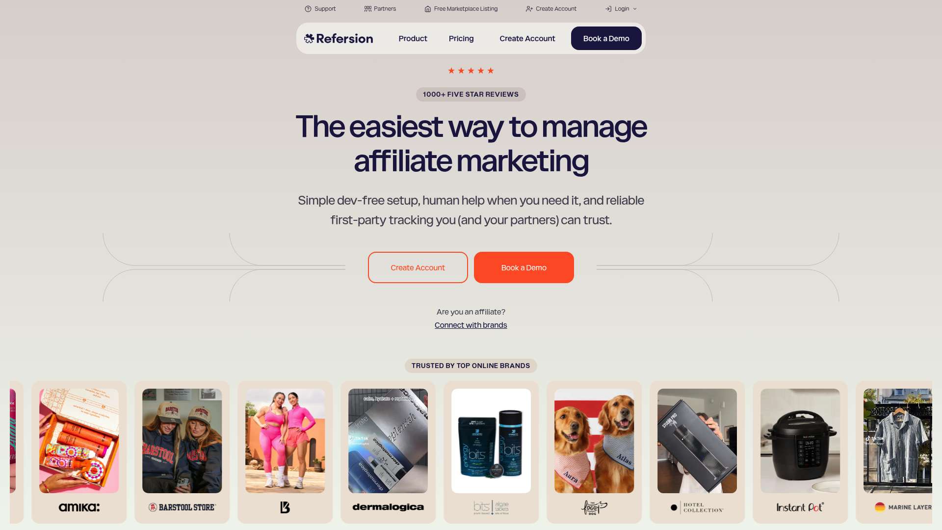 Refersion homepage