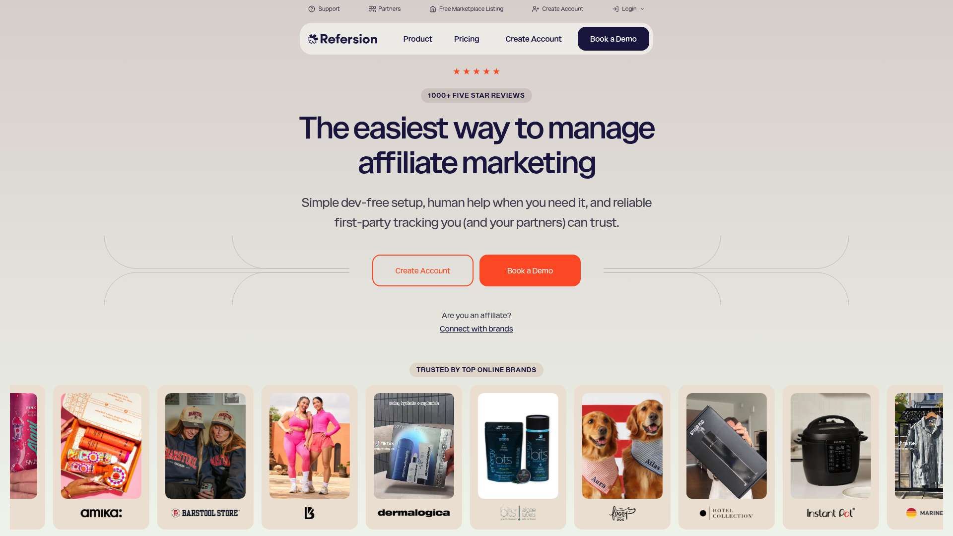 Refersion homepage