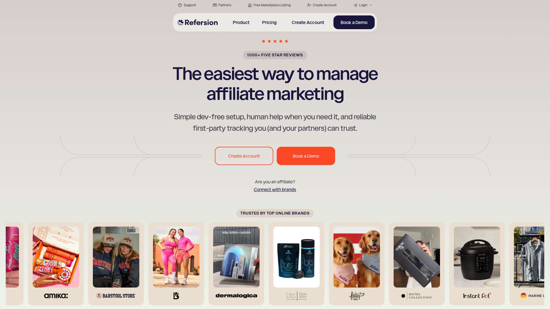 Refersion homepage