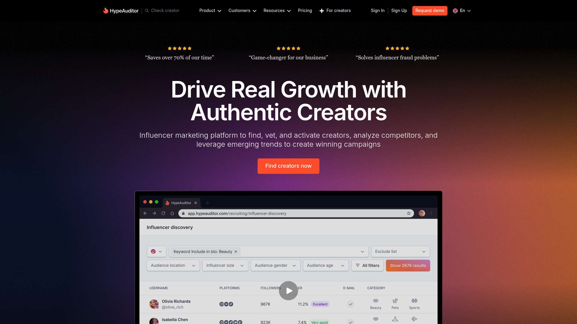 HypeAuditor homepage