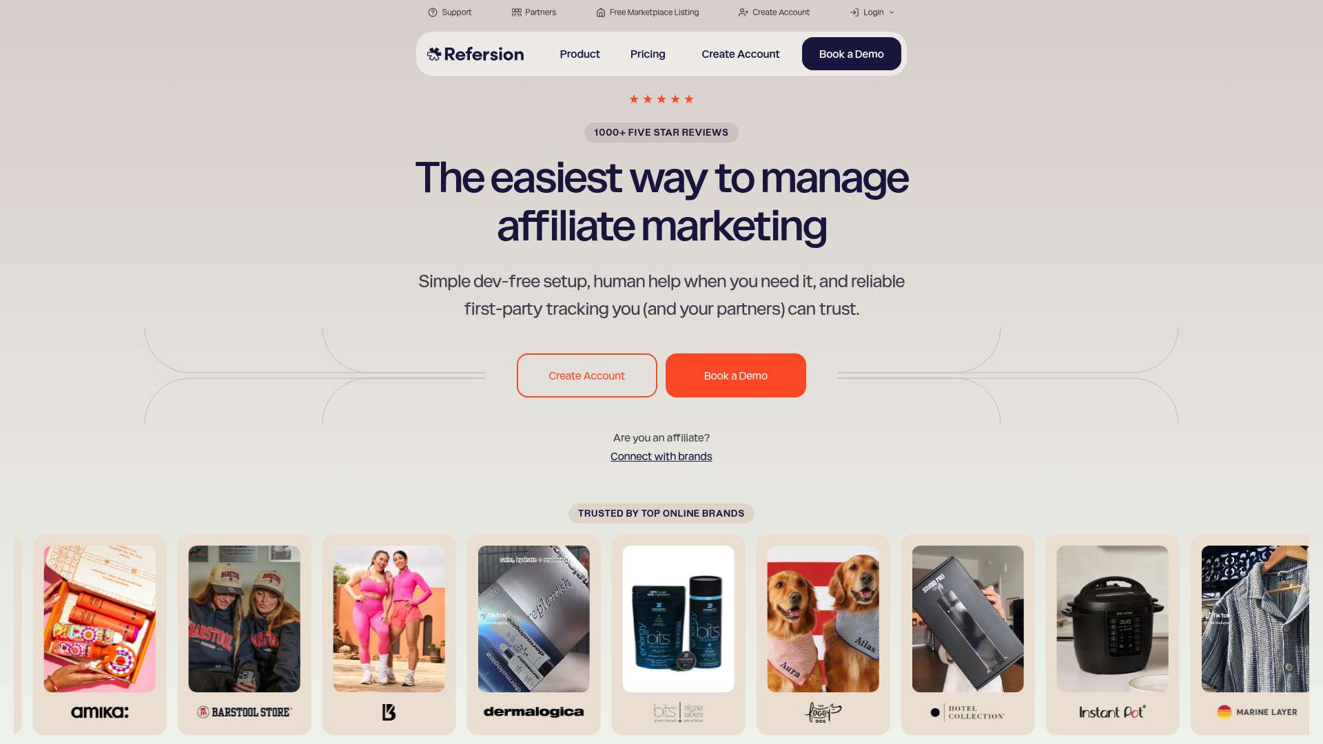 Refersion homepage