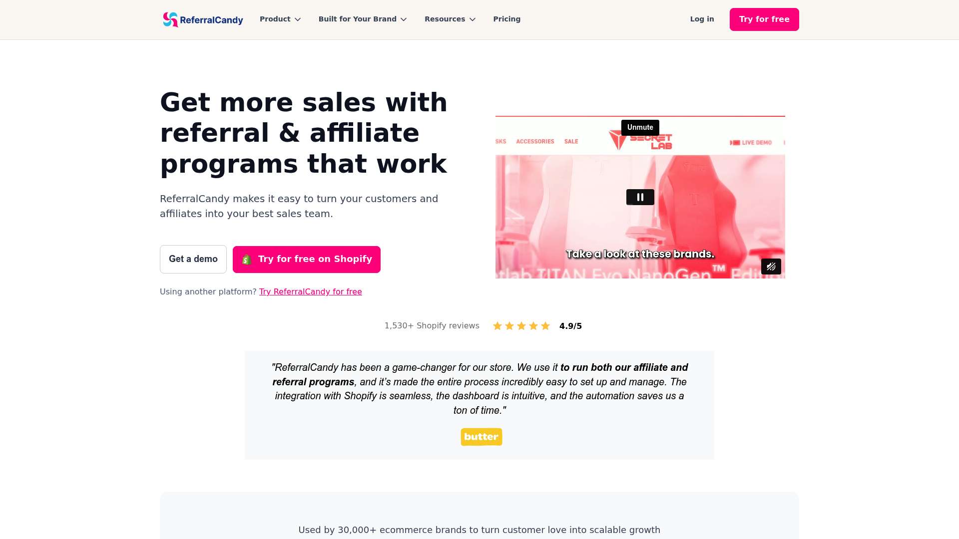 ReferralCandy homepage