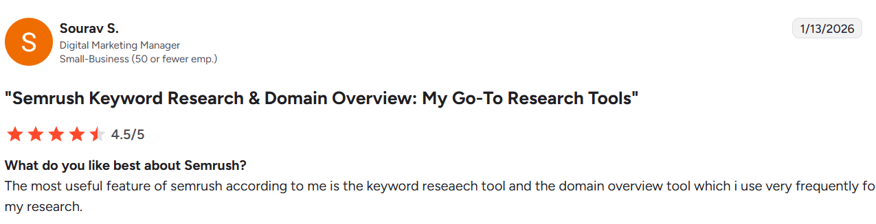 Semrush Testimonial