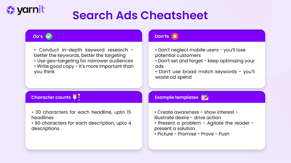 Search Ads Cheatsheet for Effective Digital Advertising Strategies