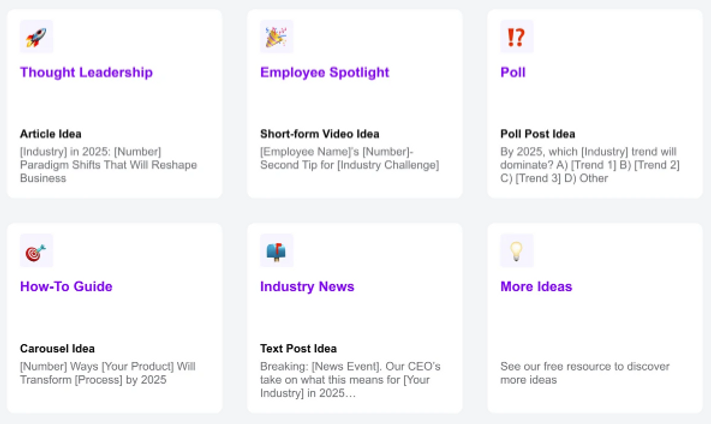 Linkedin content calendar
