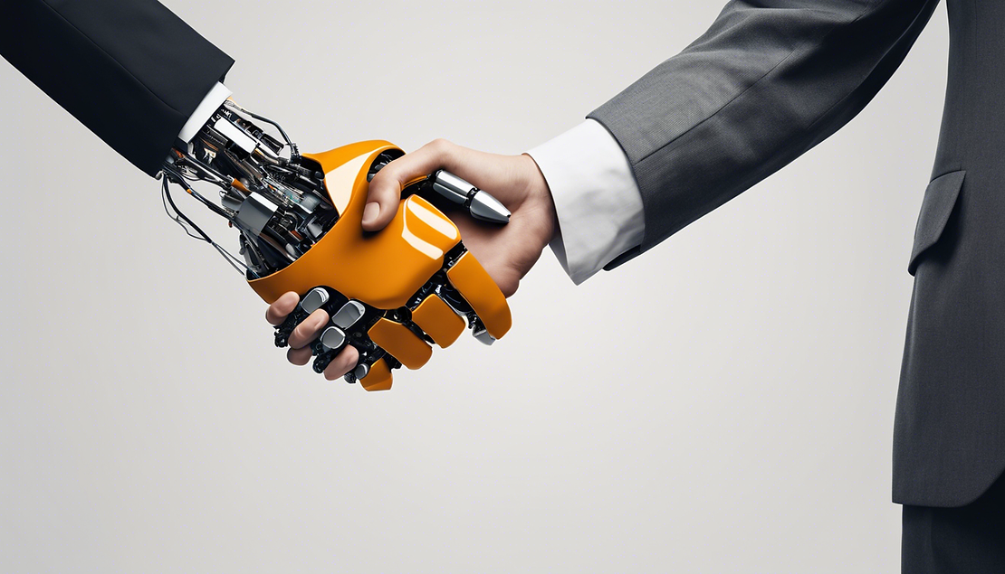 an image showing the handshake between a robot and a human