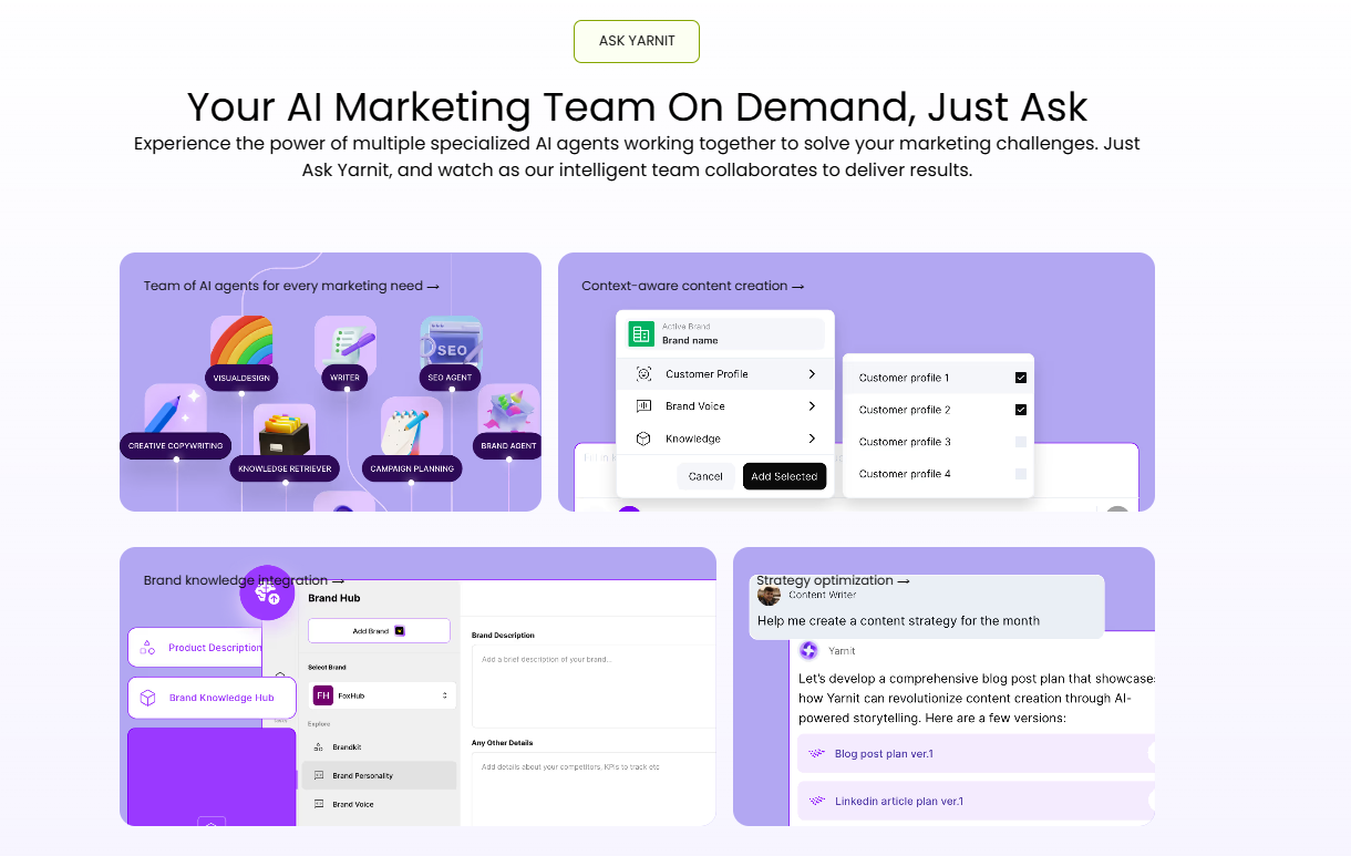 Yarnit AI agent platform
