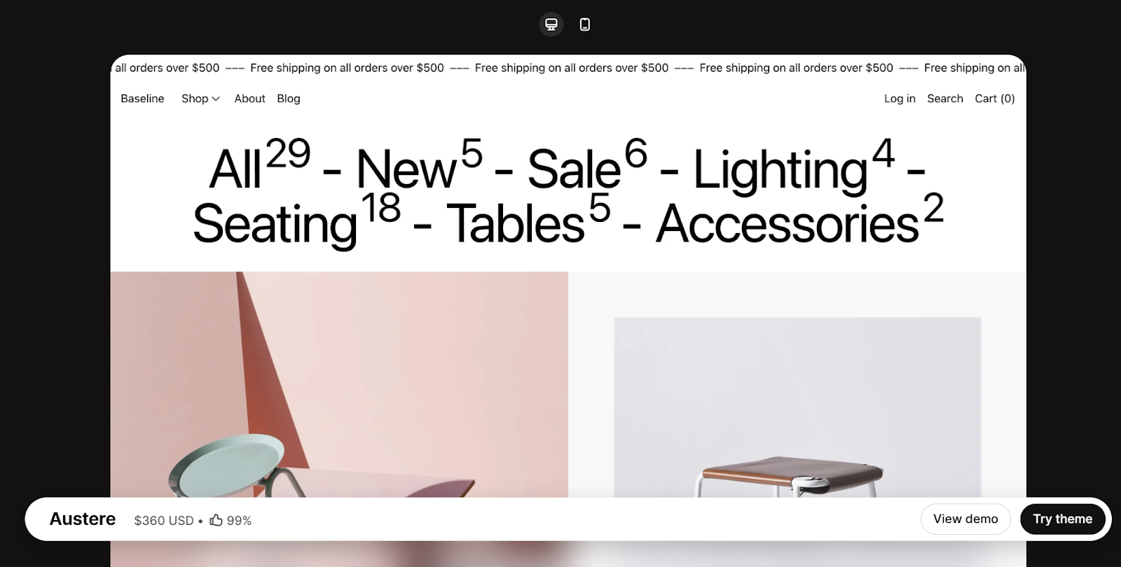 Baseline's product page USPs