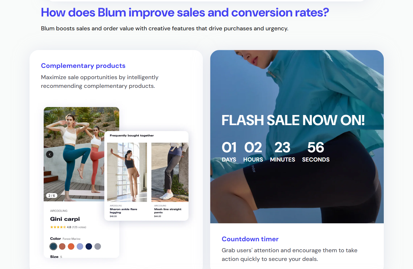 Blum's product page USPs