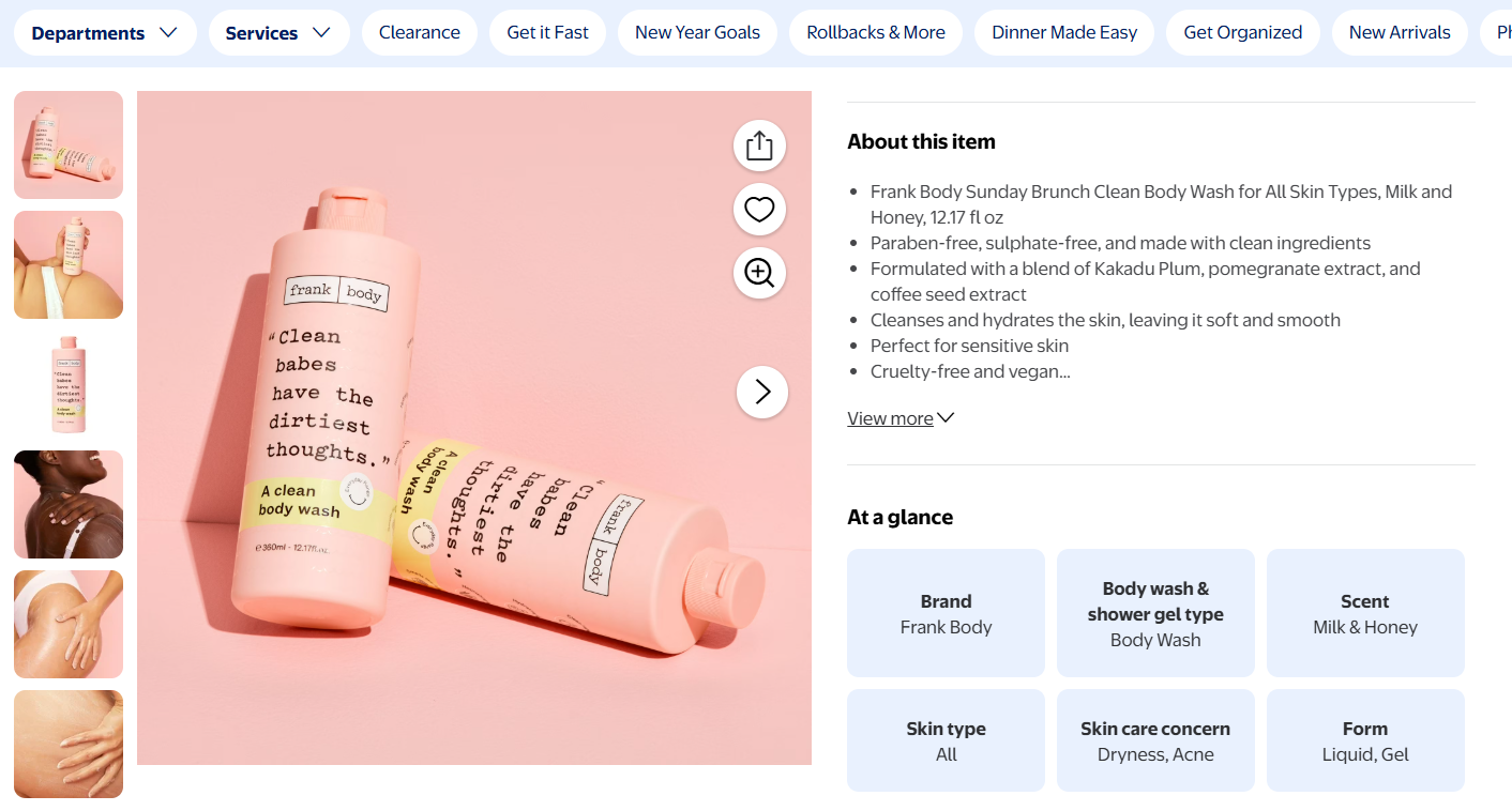 Product Listing Example: Walmart