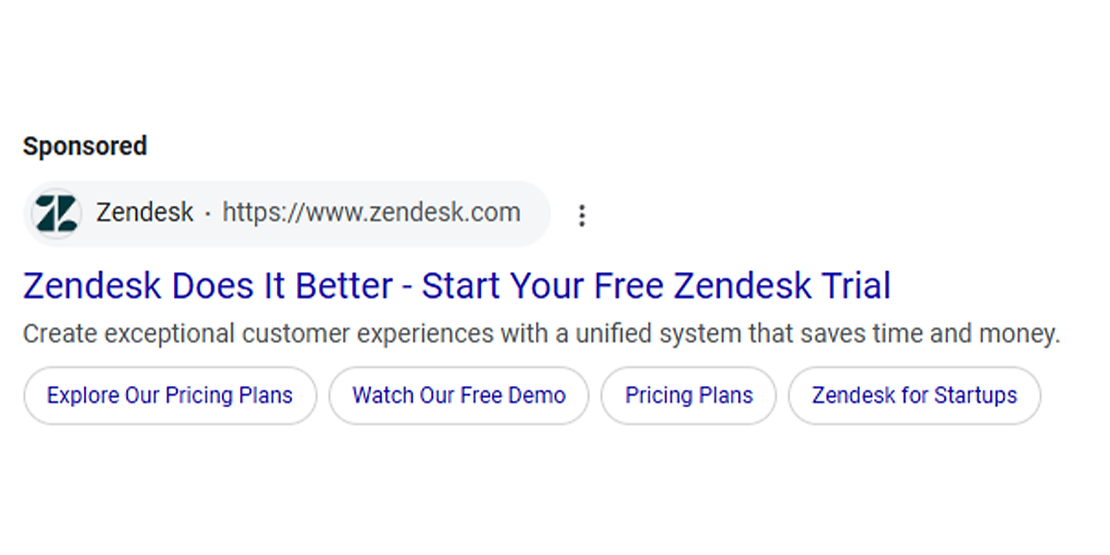 An example of Google ad copy