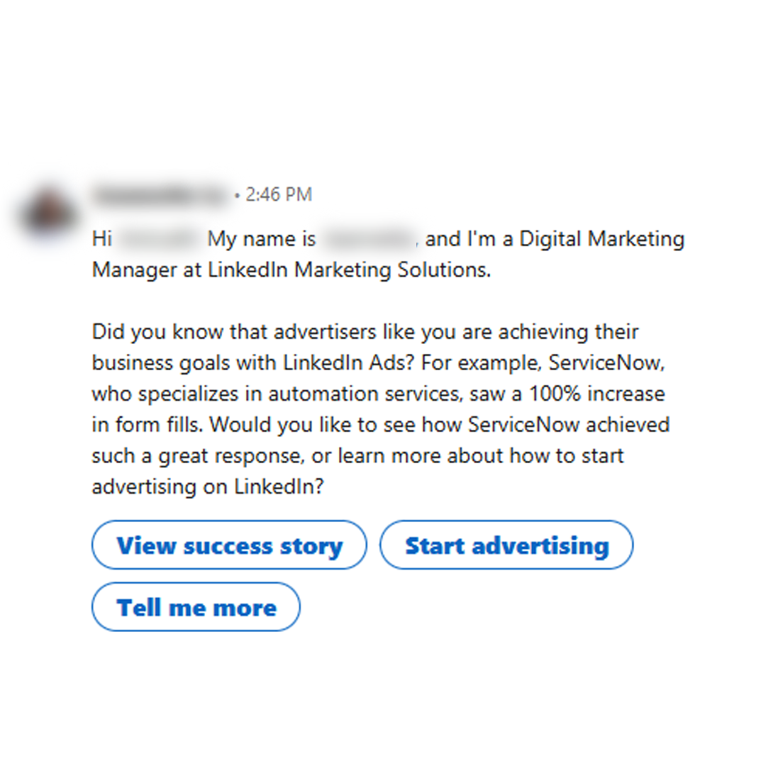 An example of linkedIn ad copy