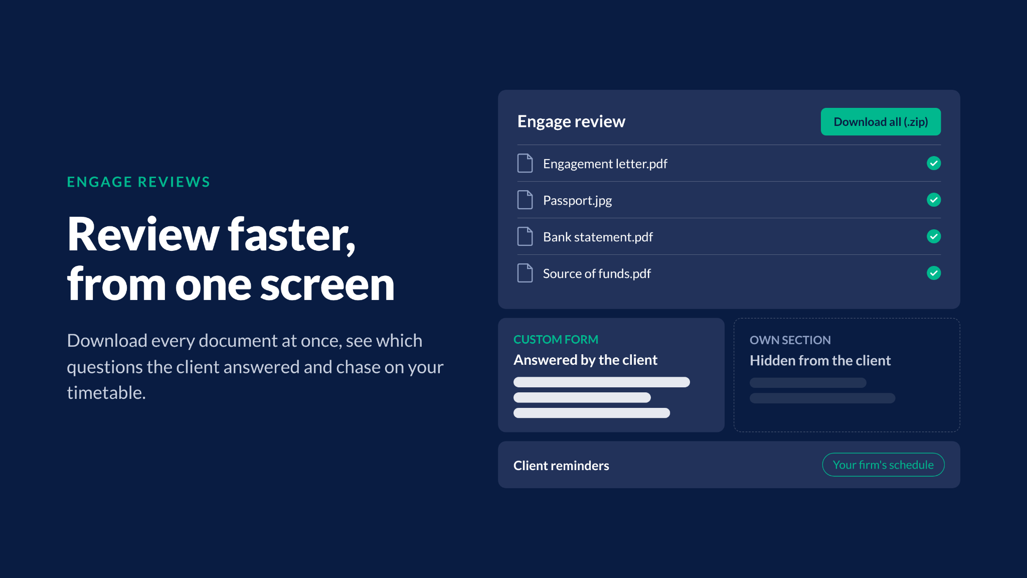 Engage reviews: review faster, from one screen