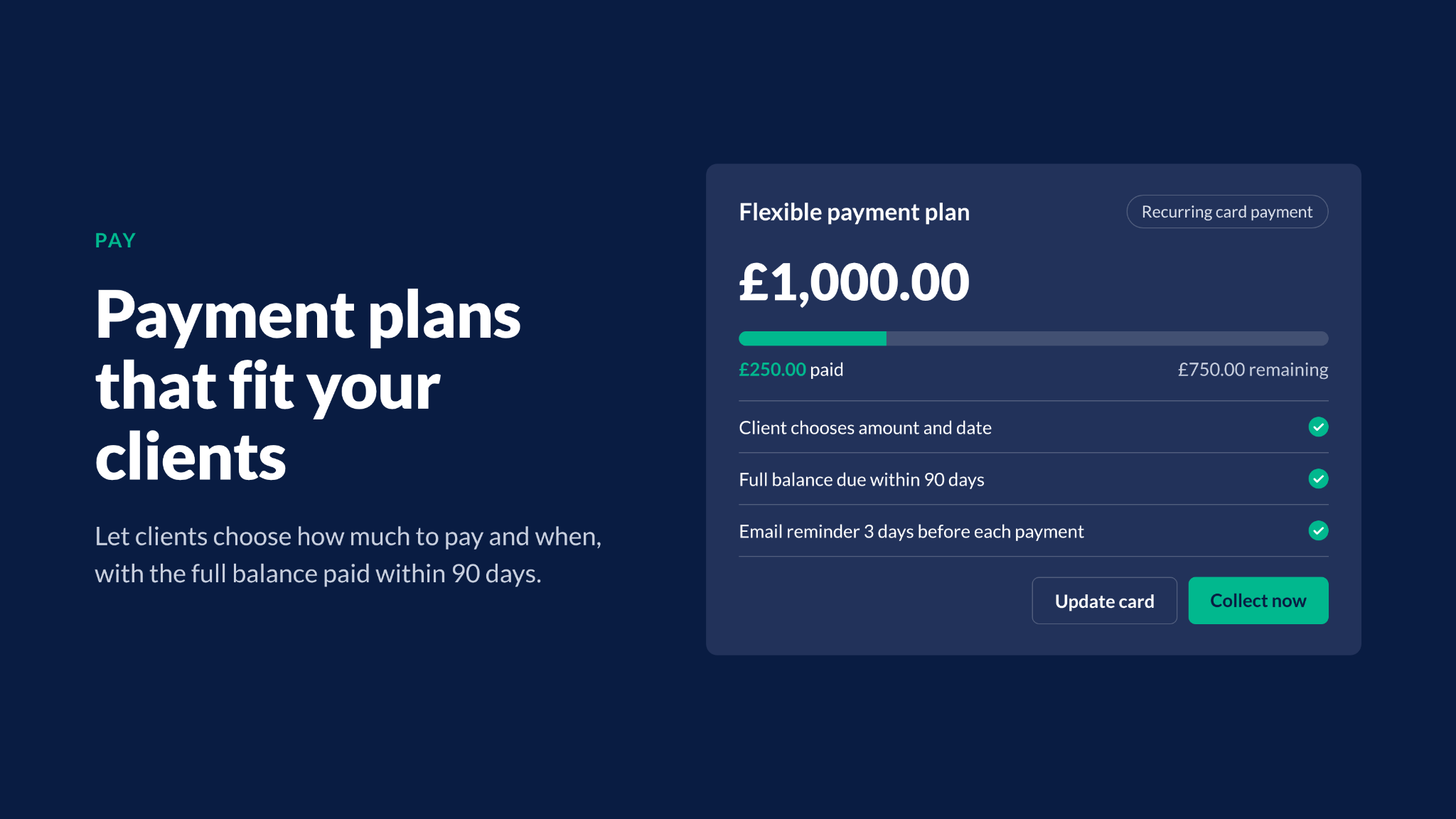 Pay: payment plans that fit your clients
