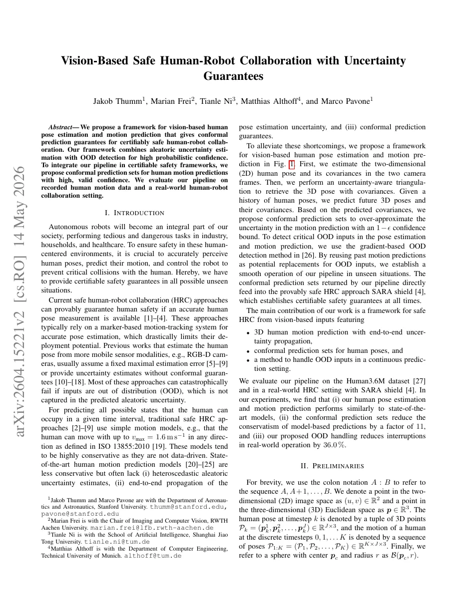 Vision-based safe human-robot collaboration paper