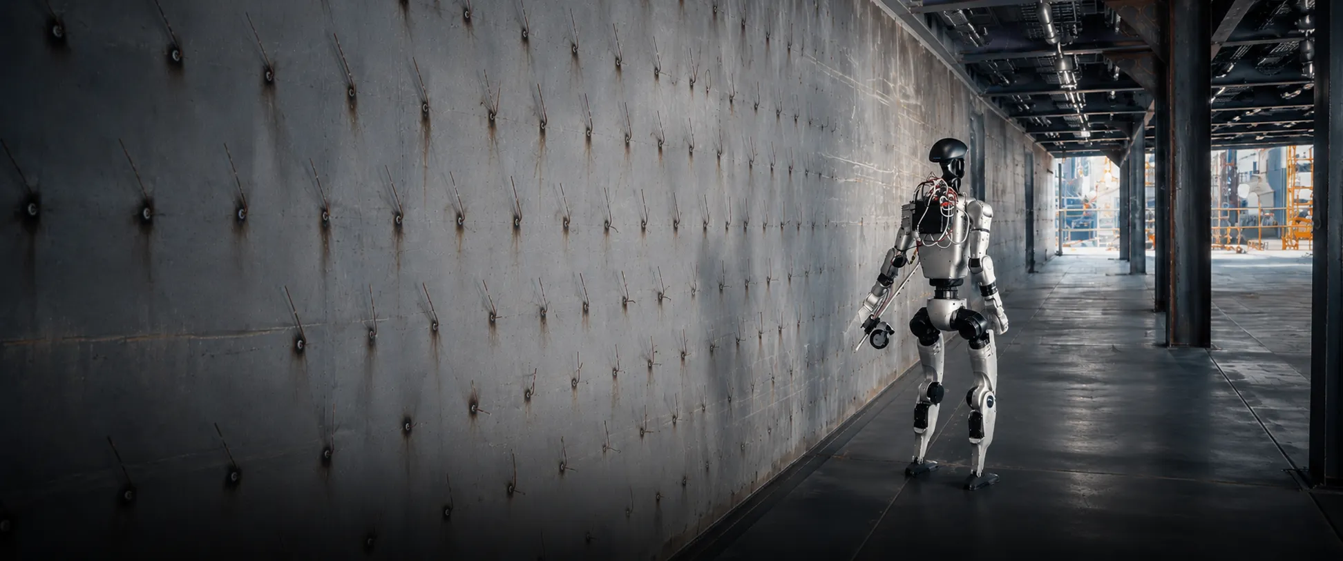 A humanoid navigating a human environment