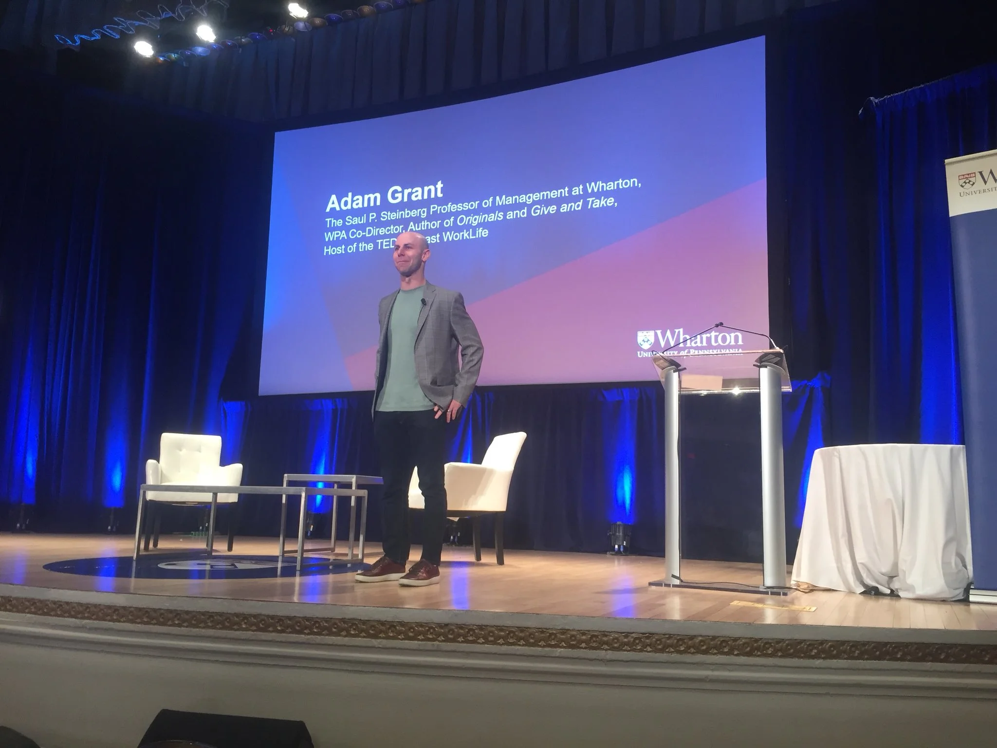  Adam Grant gives his closing remarks at Wharton PAC 19 