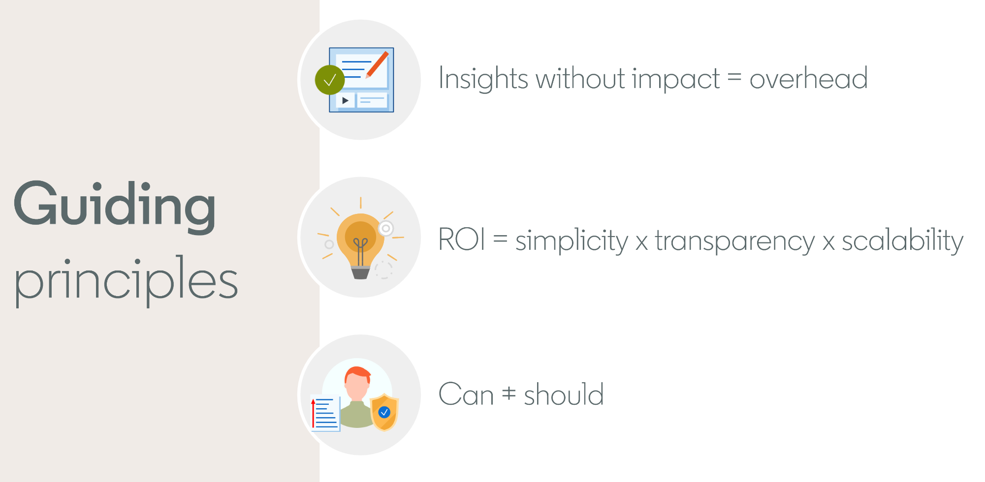 FIG 5 : The three guiding principles of LinkedIn’s People Analytics team (Source: David White)