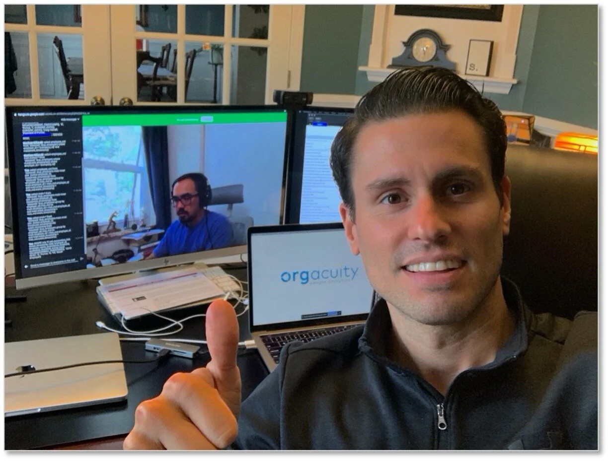  One of many virtual weekend working sessions with OrgAcuity contributors during the thick of the pandemic. 