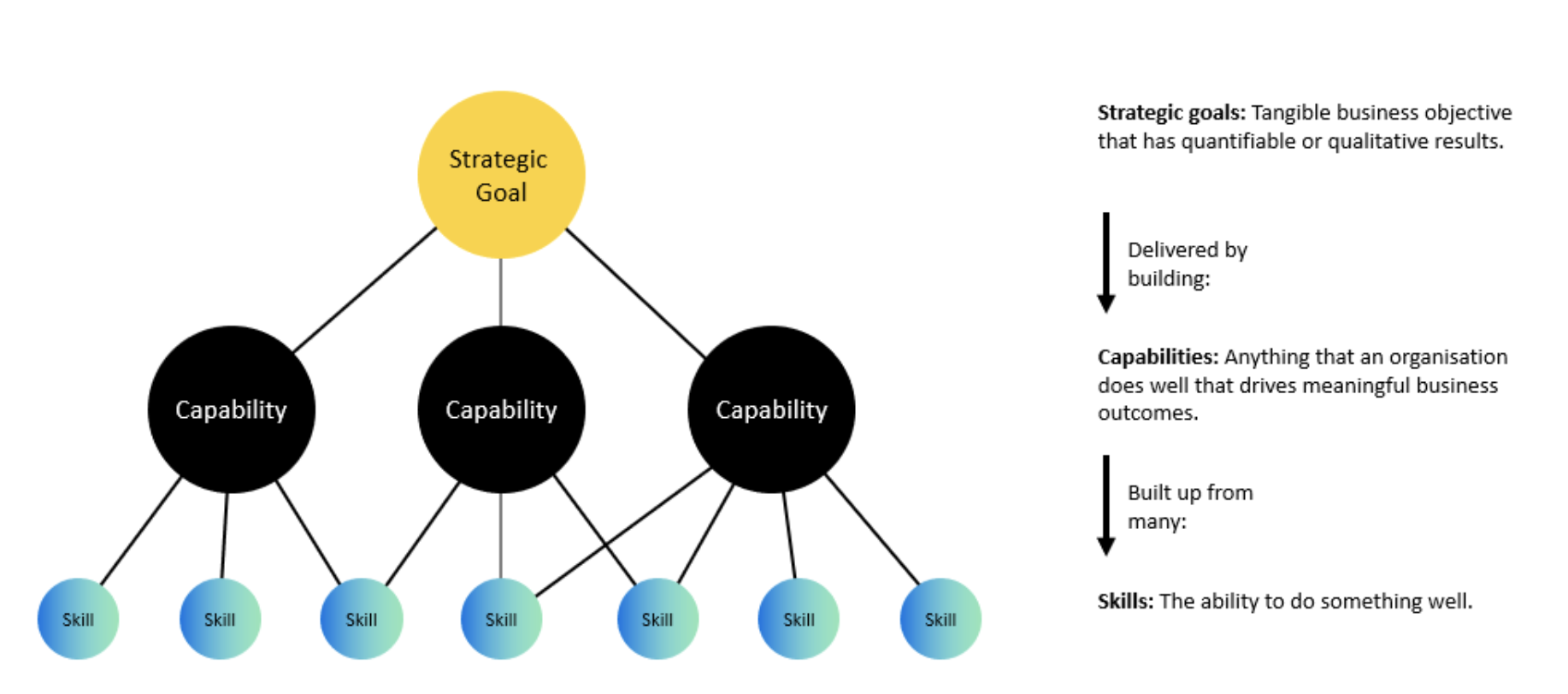 FIG 9: Connecting business outcomes, capabilities and skills (Source: John Guy, Simply)