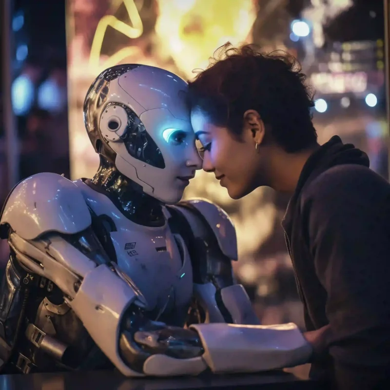 Man hanging out with robot