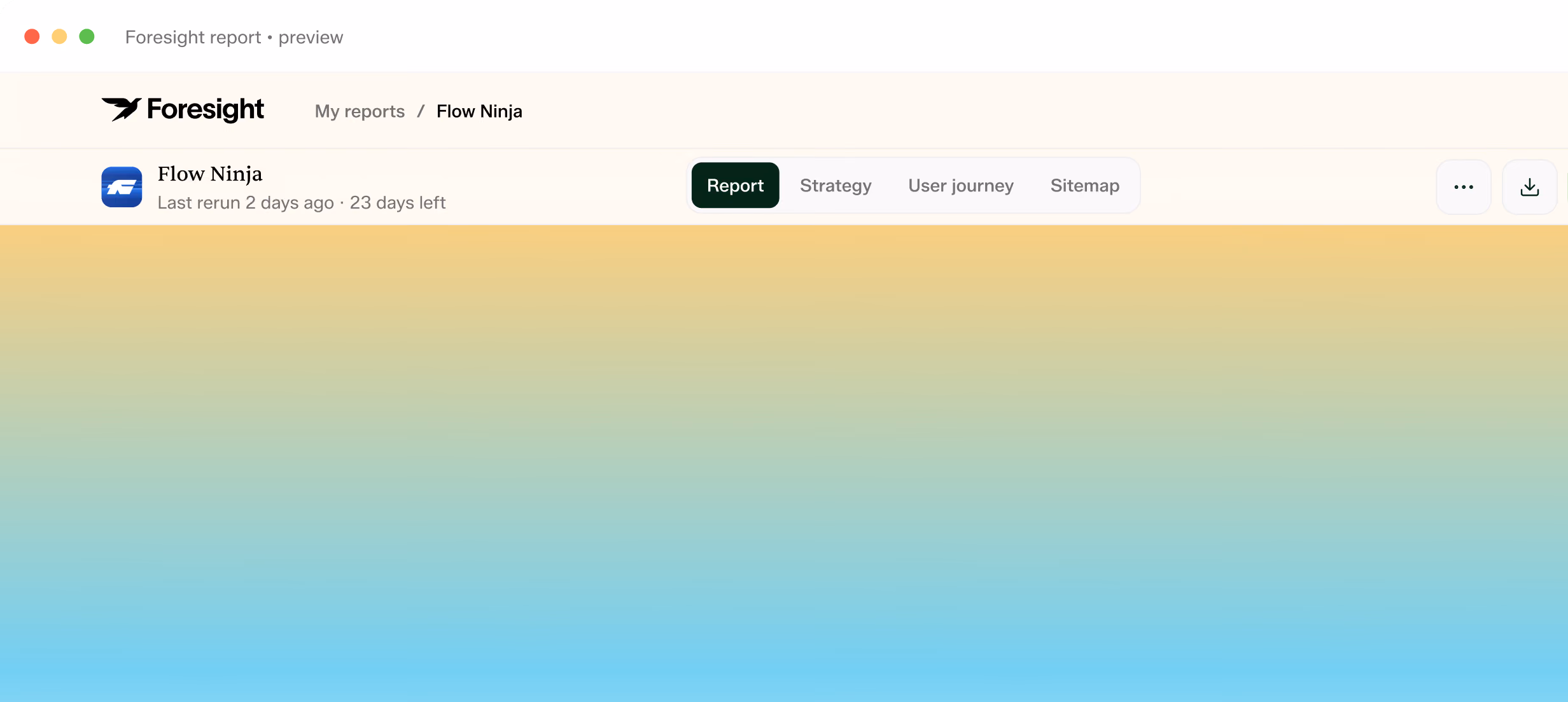 Foresight report preview showing overall website score 80 of 100