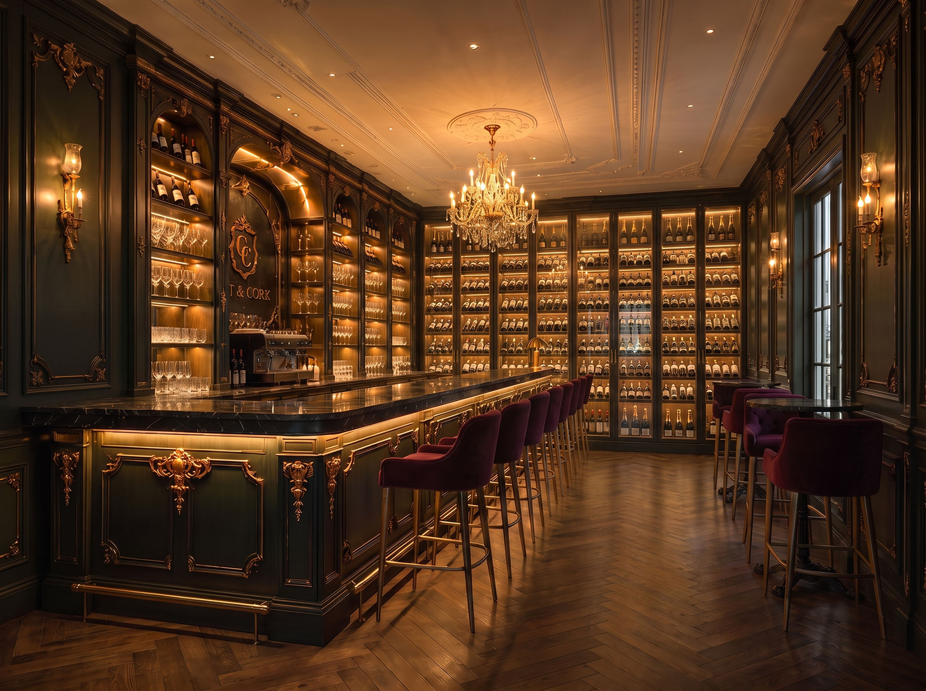 Weinbar-Ambiente bei Cut & Cork (Visualisierung gem. Bauprojekt)