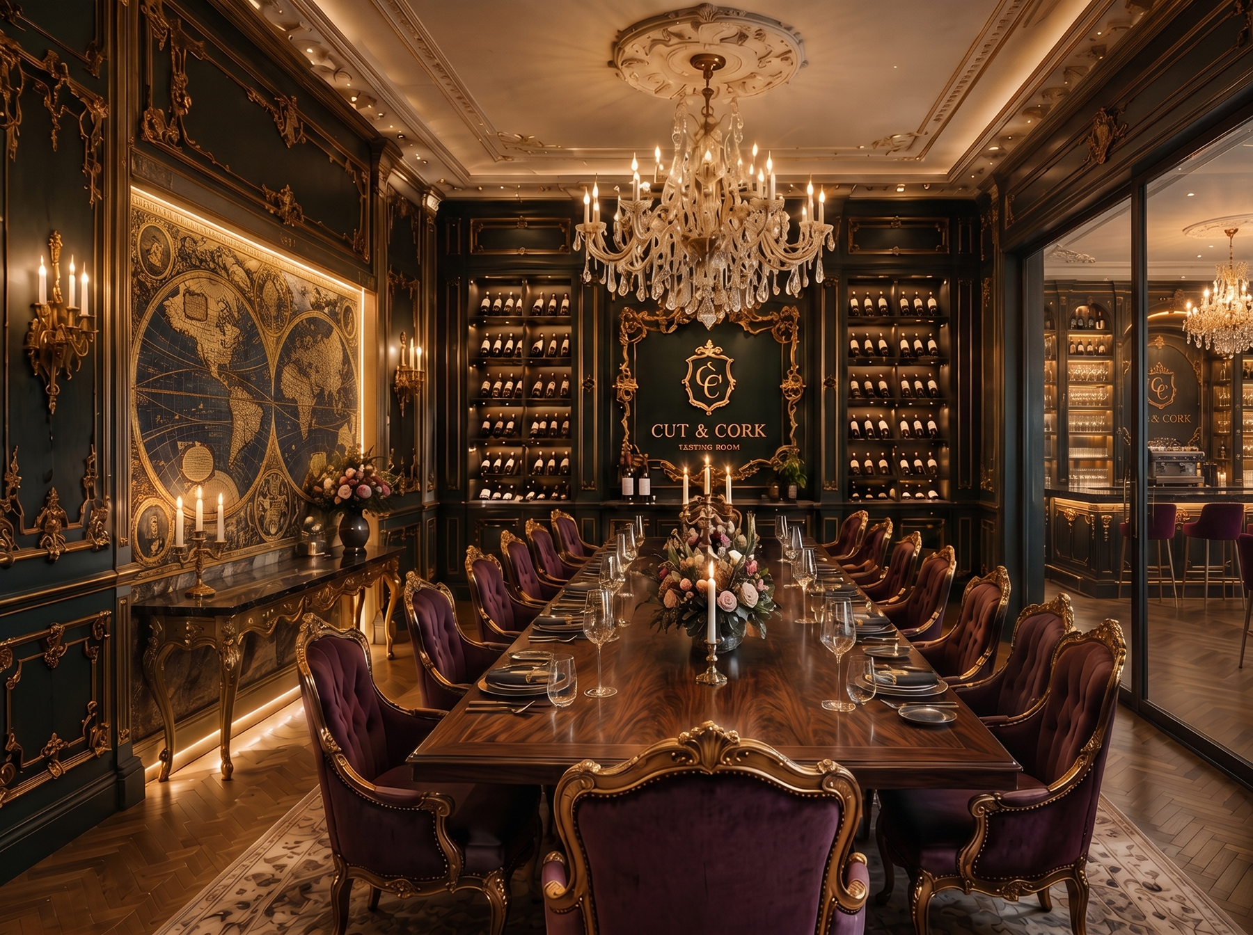 Exklusiver privater Weinsalon mit Kronleuchter (Illustrationsbild)