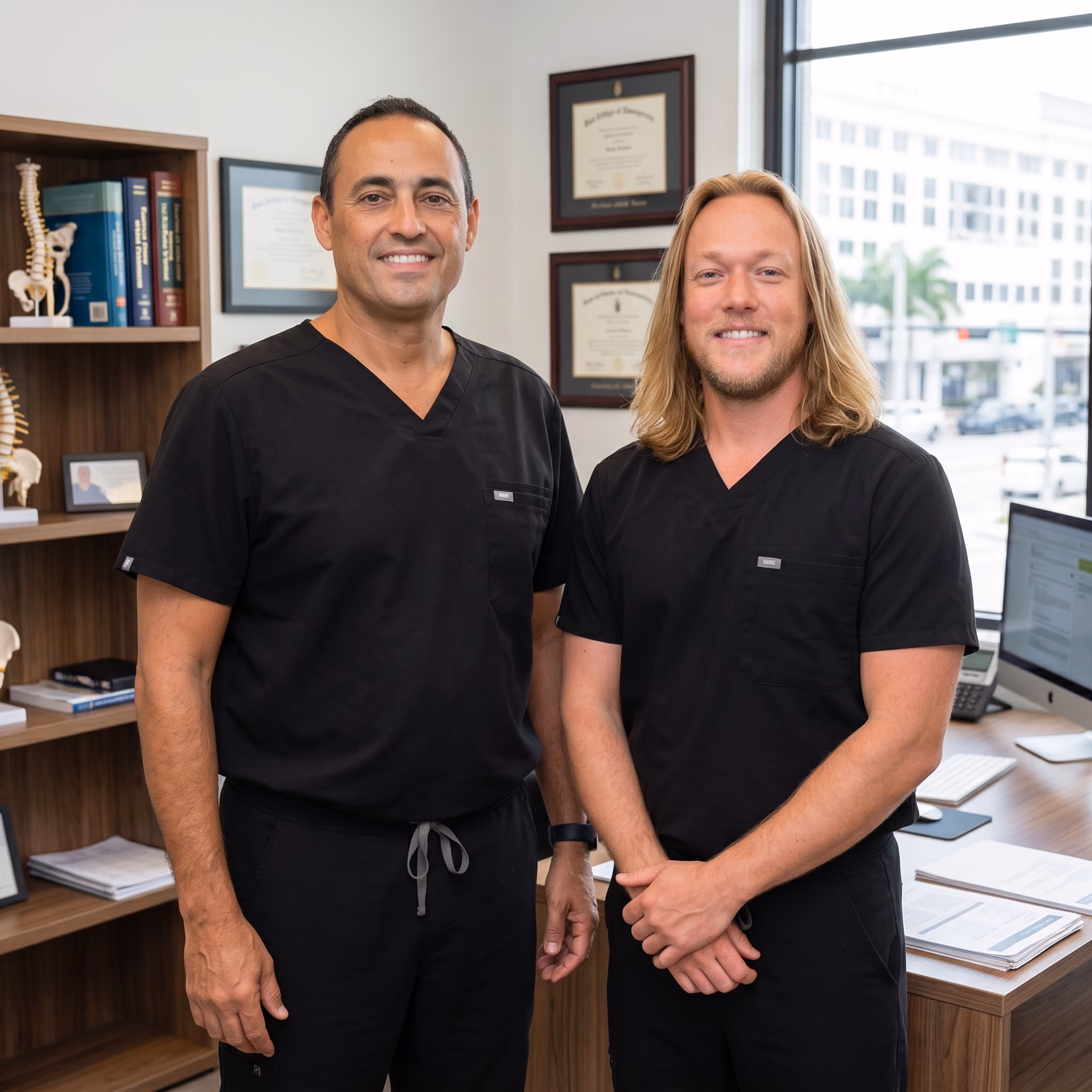 Dr. Mike Rozenblum and Dr. Michael Nartatez standing and smiling in office setting