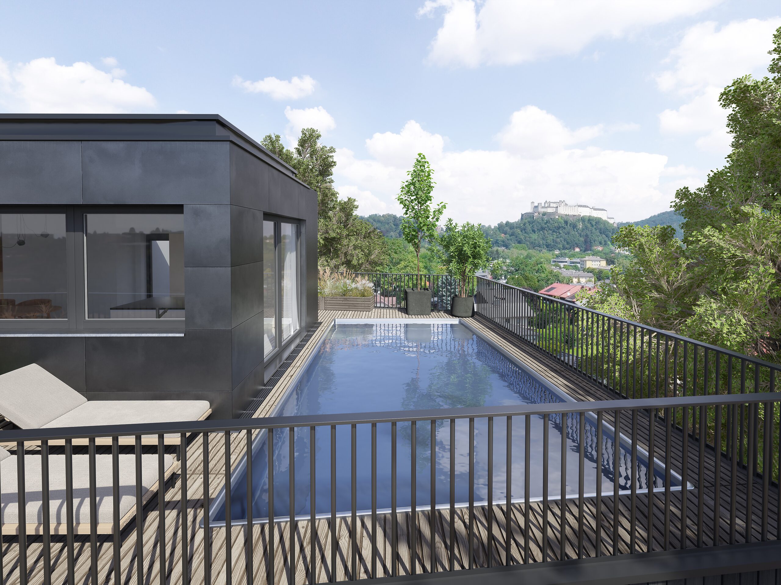 Dachterrasse mit optionalem Pool und Festungsblick