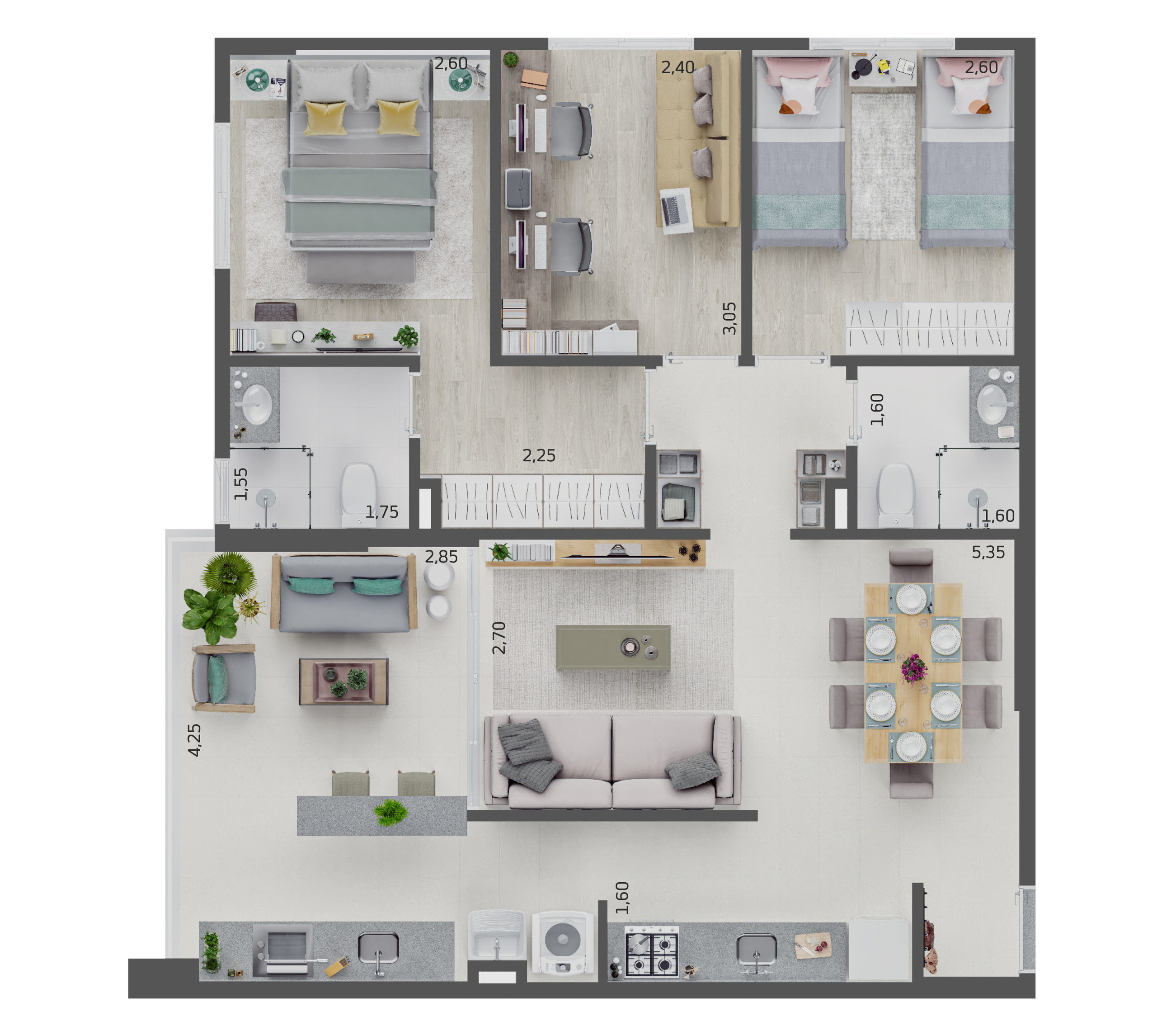 Planta do final 7 da Torre Marquise — Urbo Vila Prudente, empreendimento da Cordoba