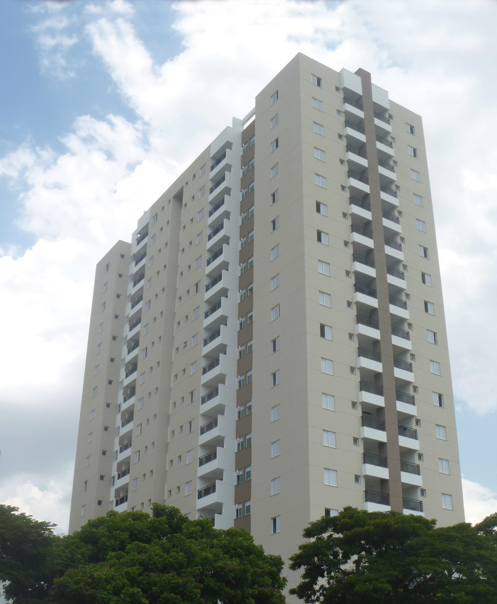 Fachada do Landscape entre árvores, empreendimento da Cordoba no Jardim Aquarius, São José dos Campos
