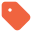 Orange price tag icon with a hole on the top left corner.